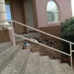 metal handrails on stairway image