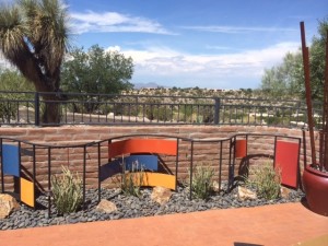 black fence over brick wall image